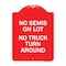Signmission Driveway Sign No Semis on Lot No Truck Turn Around, Red & White Alum Sign, 18" x 24", RW-1824-24127 A-DES-RW-1824-24127 - alternate 1